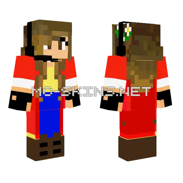 Gamergirl With Flowers Minecraft skin, front and back