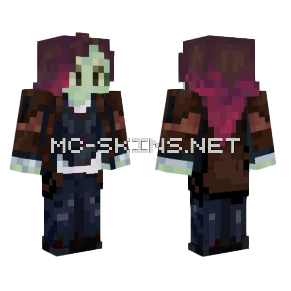 Gamora Gotg V2 Minecraft skin, front and back