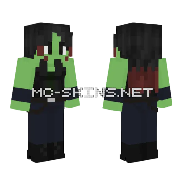 Gamora MCU Minecraft skin, front and back
