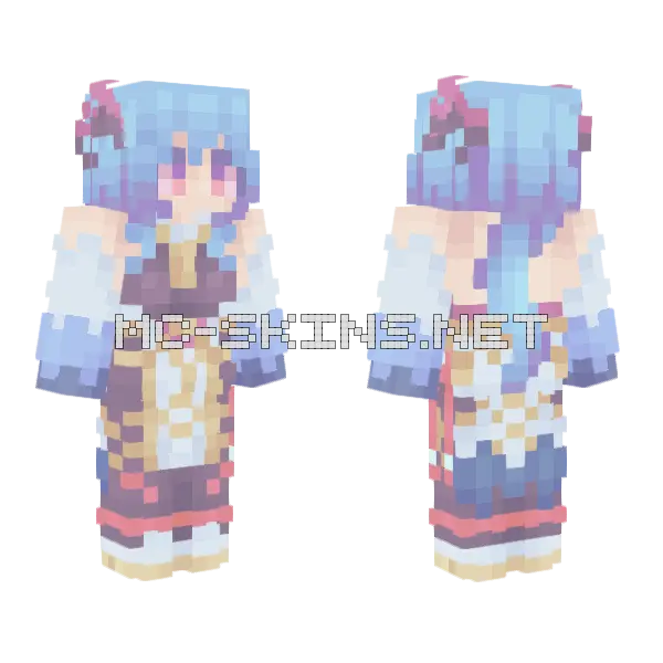 Ganyu Anime Girl Minecraft skin, front and back