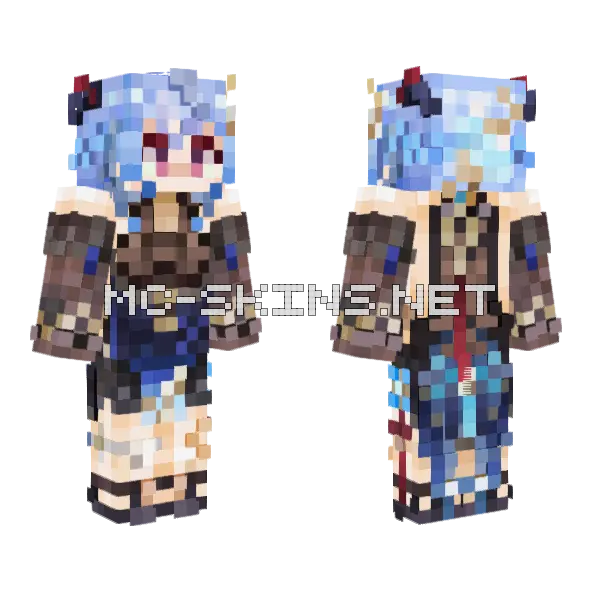 Ganyu Twilight Blossom Minecraft skin, front and back