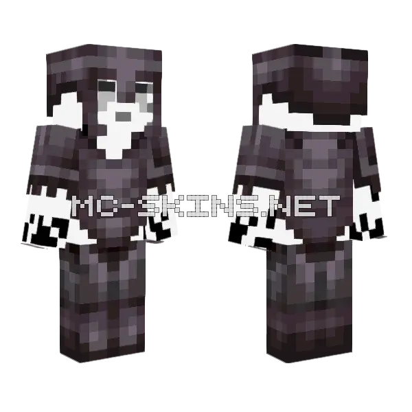 Gast In Full Netherite Minecraft skin, front and back