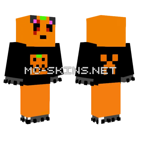 Gatito Halloween Minecraft skin, front and back