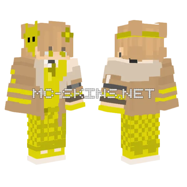 Gelber Platin Minecraft skin, front and back
