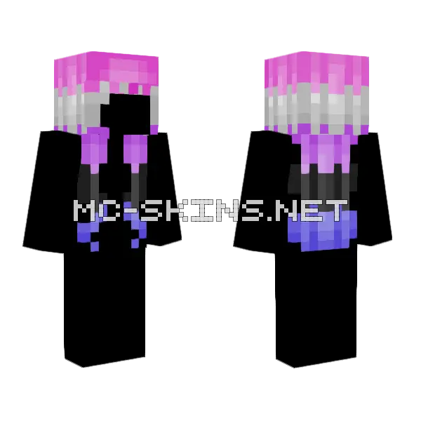 Genderfluid Hair Base Minecraft skin, front and back
