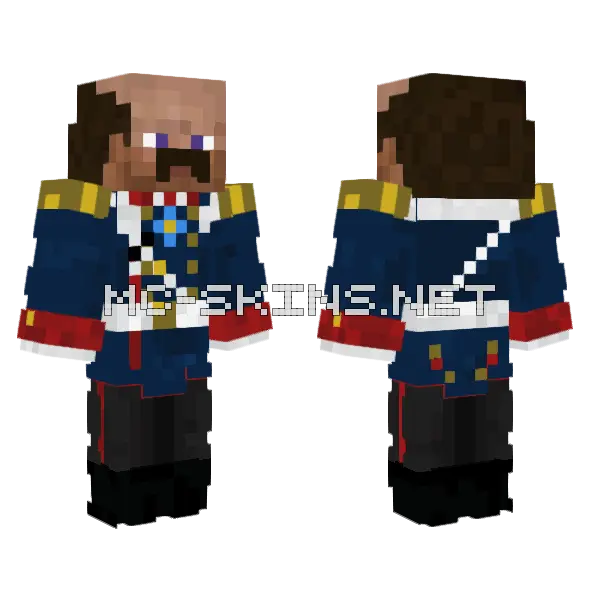 General Steve Red Neck Minecraft skin, front and back