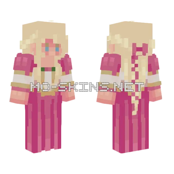 Genevieve Pink Dress Minecraft skin, front and back