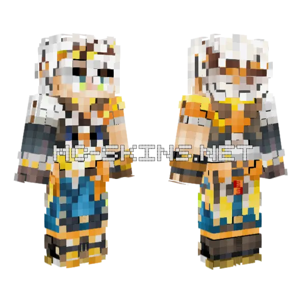 Genshin Impact Bennett Minecraft skin, front and back