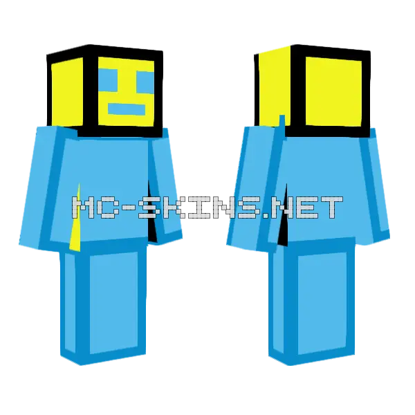 Geometry Dash Minecraft skin, front and back