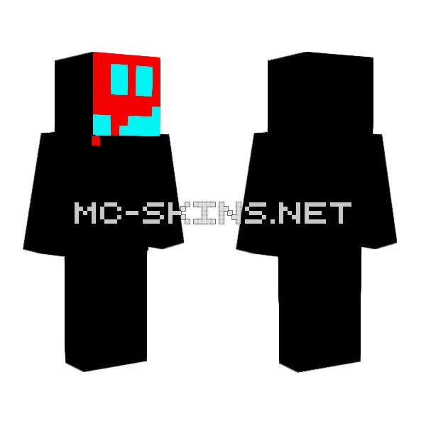 Geometry Dash Red Cyan Icon Minecraft skin, front and back