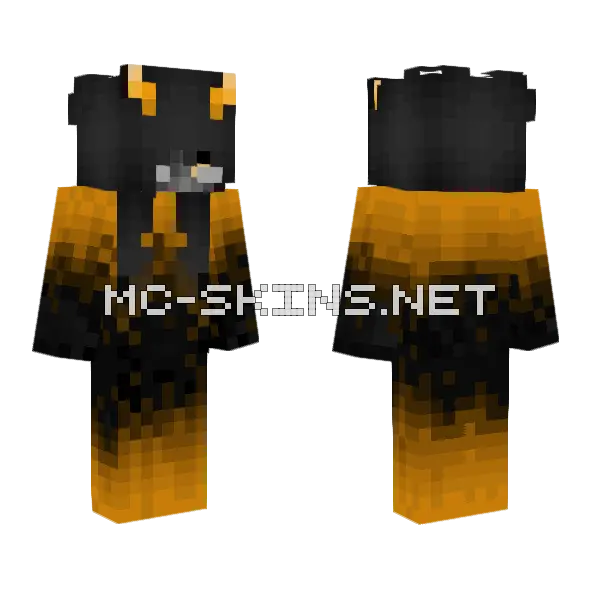 German Egirl Orange Black Fade Minecraft skin, front and back