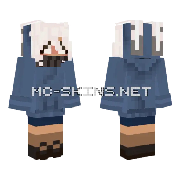 Ghost Bunny Minecraft skin, front and back