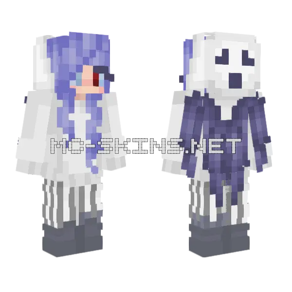 Ghost Hoodie Girl Minecraft skin, front and back