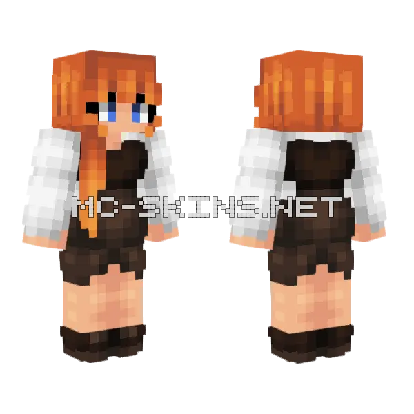 Ginger Medieval Girl Minecraft skin, front and back