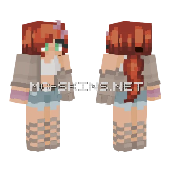 Ginger Pink Bow Minecraft skin, front and back