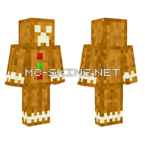Gingerbread Creeper Minecraft skin, front and back