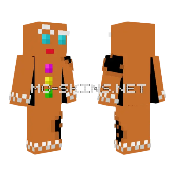 Gingerbread Man With Bites Minecraft skin, front and back