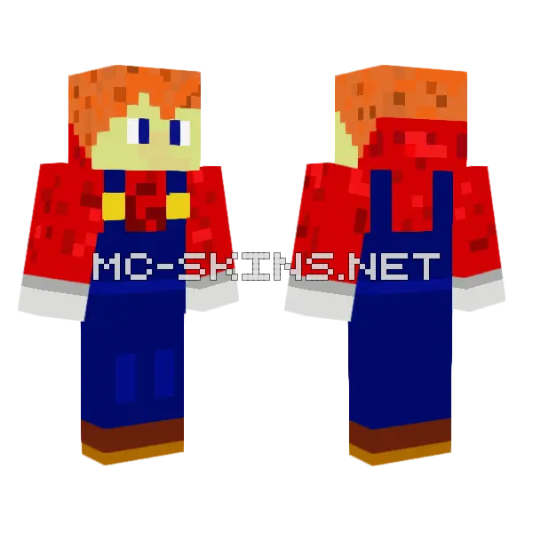 Ginja As Mario Minecraft skin, front and back