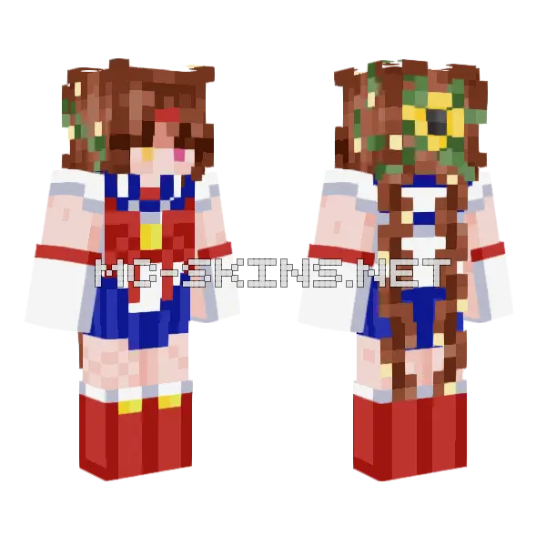 Girasoll Sailor Moon Minecraft skin, front and back