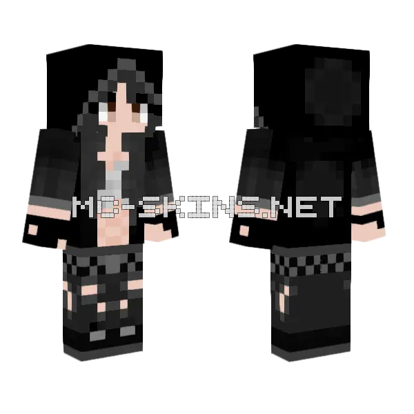 Girl Black Outfit Minecraft skin, front and back