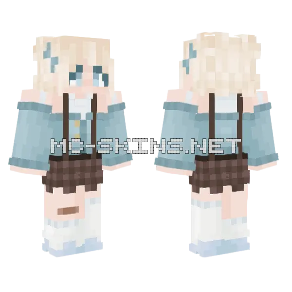 Girl Blue Cardigan Minecraft skin, front and back