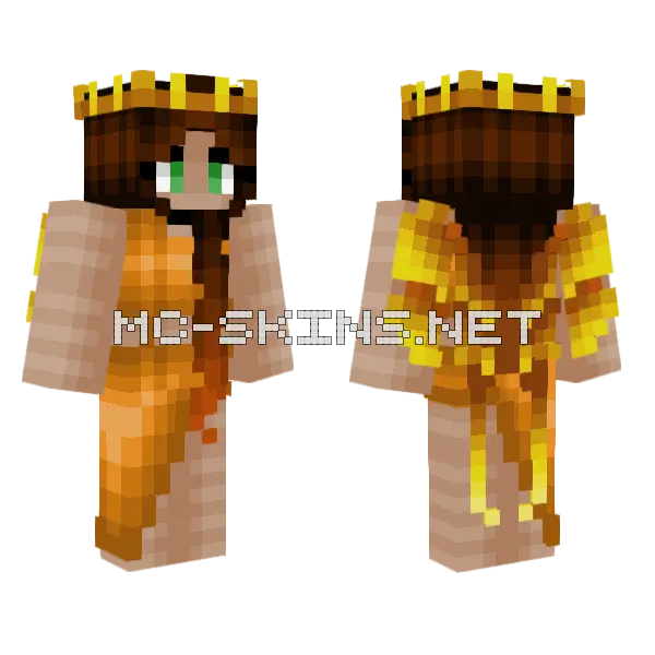 Girl Brunette Honey Color Wings Minecraft skin, front and back