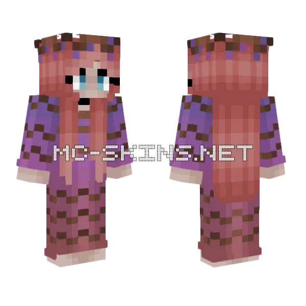 Girl Enchanted Twig Dawn Dress Minecraft skin, front and back