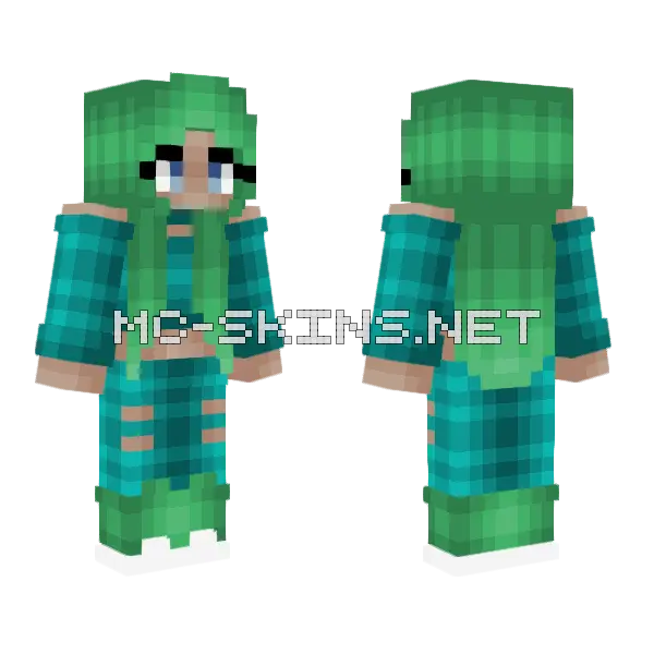 Girl Green And Cyan Minecraft skin, front and back