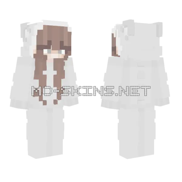 Girl Hoodie White Minecraft skin, front and back