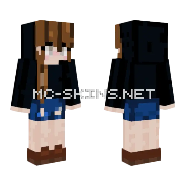 Girl In Black Minecraft skin, front and back