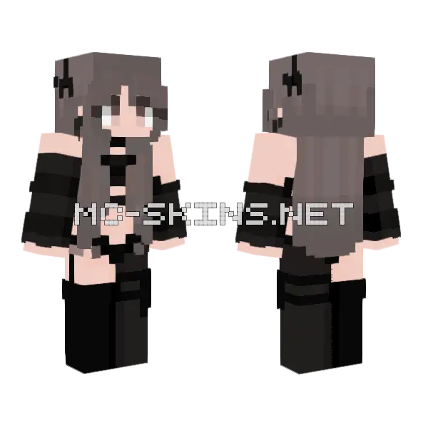 Girl In Black Outfit Minecraft skin, front and back