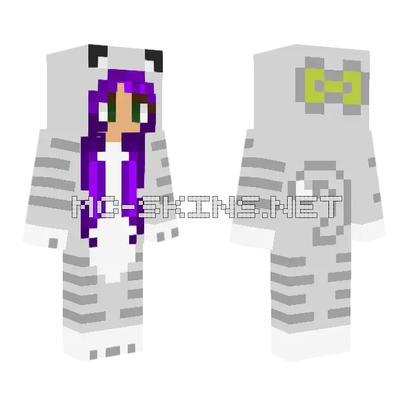 Girl In Cat Pajamas Minecraft skin, front and back