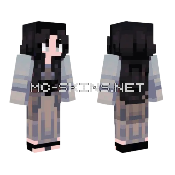 Girl In Grey Outfit Minecraft skin, front and back