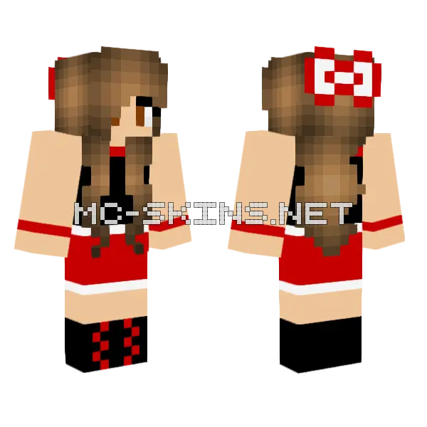 Girl In Minecraft Red Minecraft skin, front and back