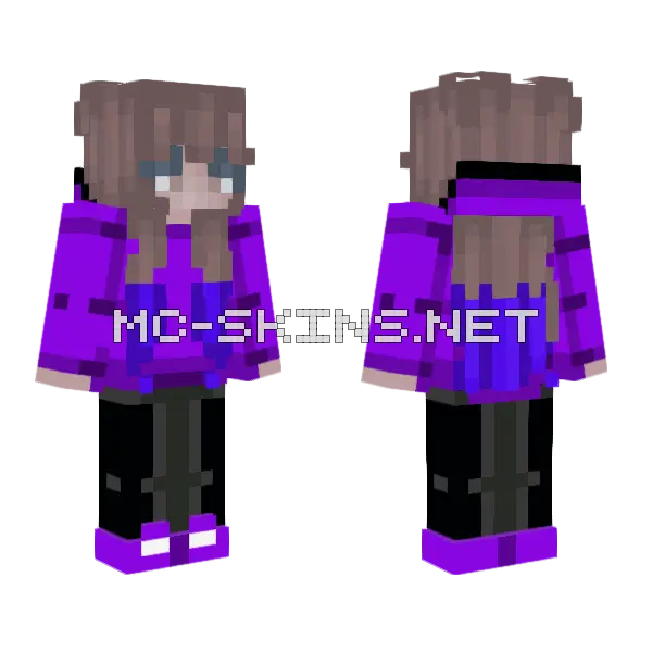 Girl In Purple Sweatshirt Minecraft skin, front and back