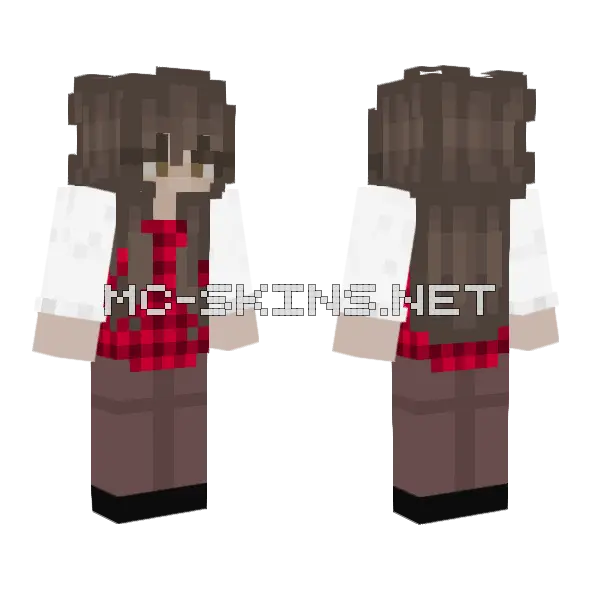 Girl In Red Minecraft skin, front and back
