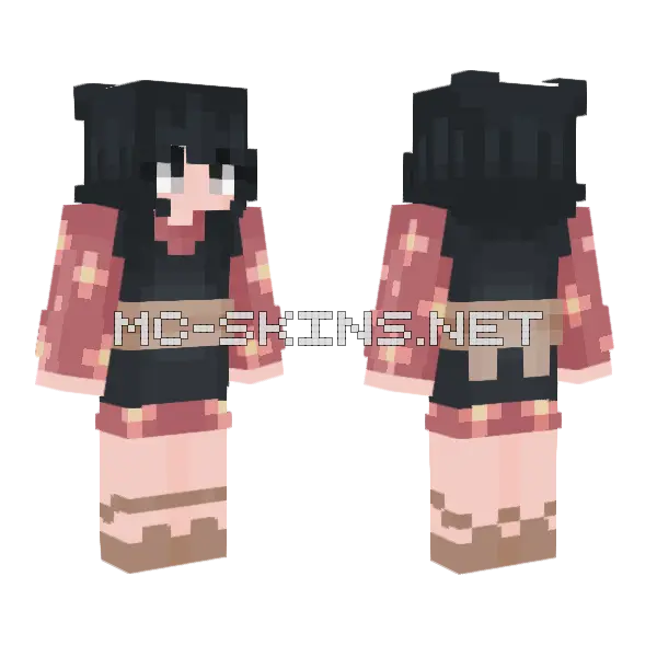 Girl In Red Dress Minecraft skin, front and back