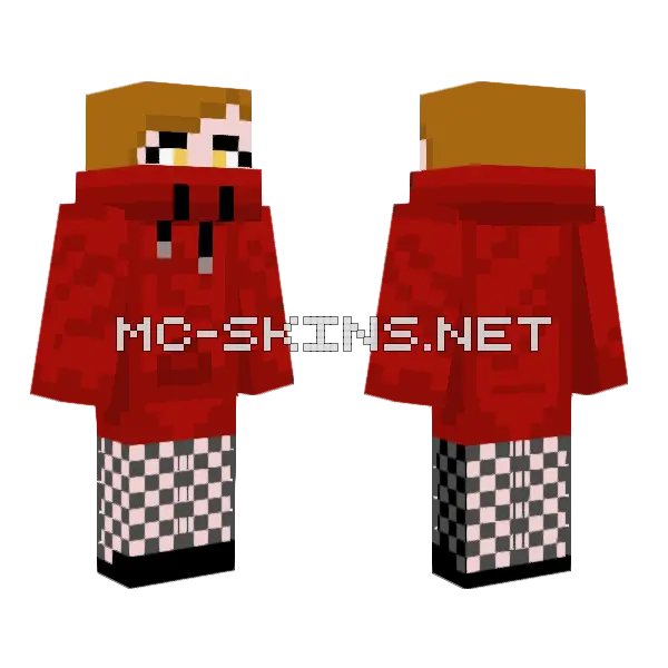 Girl In Red Hoodie Minecraft skin, front and back