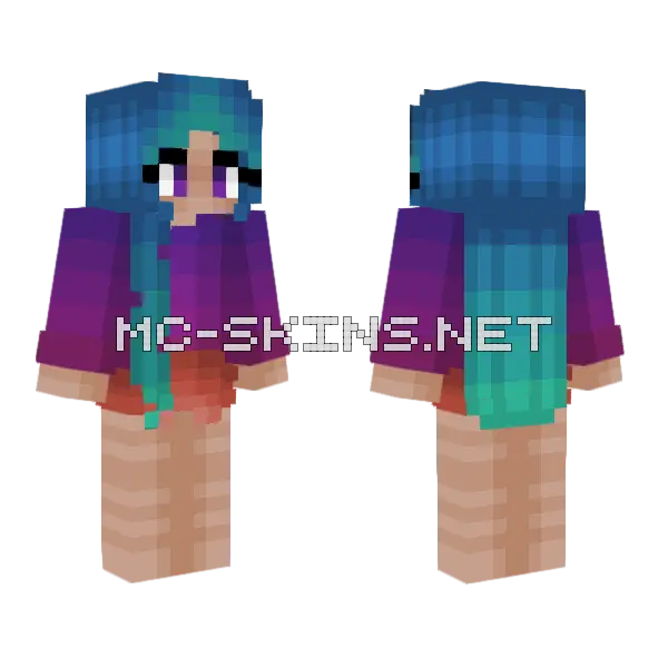 Girl Purple Fade Pink Shirt Minecraft skin, front and back