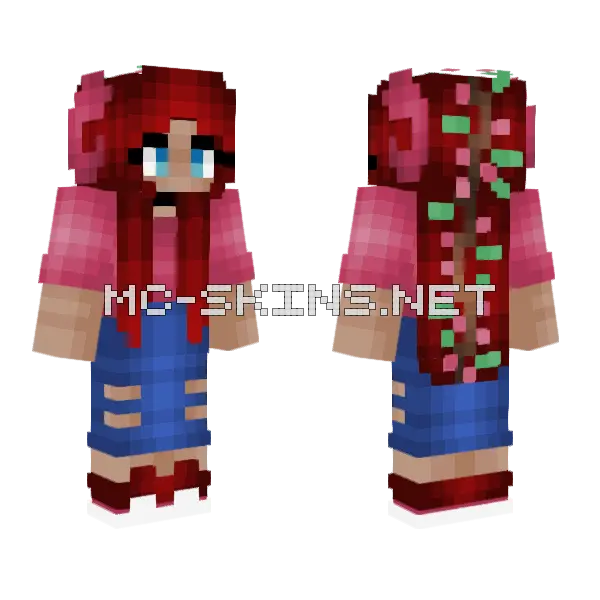 Girl Redhead Spring Outfit Minecraft skin, front and back