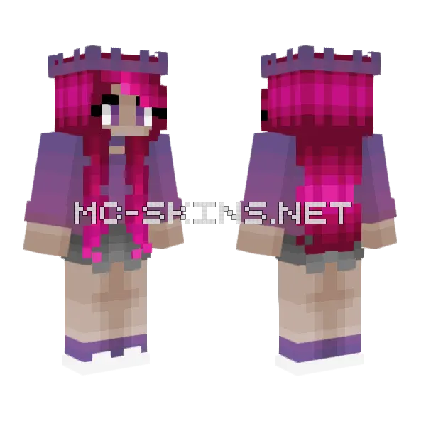Girl Valentine Pink Hair Sweater Shorts Minecraft skin, front and back