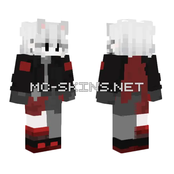 Girl White Hair Minecraft skin, front and back