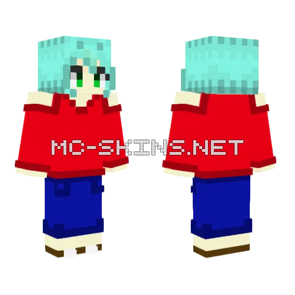 Girl With Blue Hair Minecraft skin, front and back