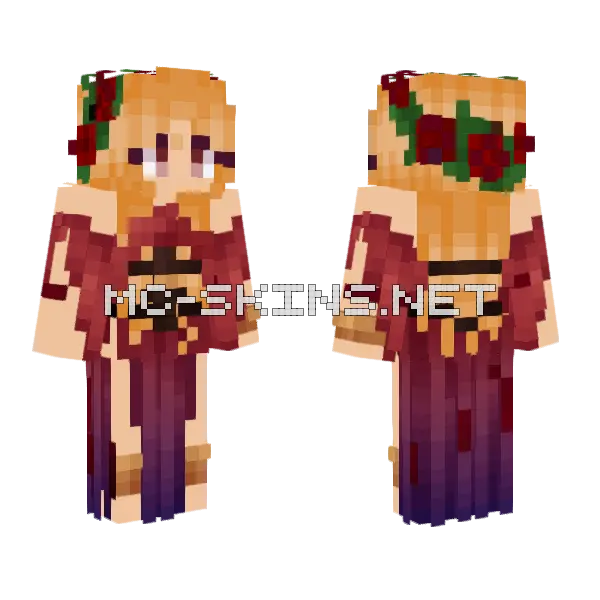 Girl With Flowers Minecraft skin, front and back