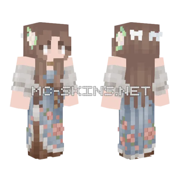 Girl With Flowers Minecraft skin, front and back