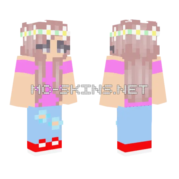 Girl With Flowers In Hair Minecraft skin, front and back