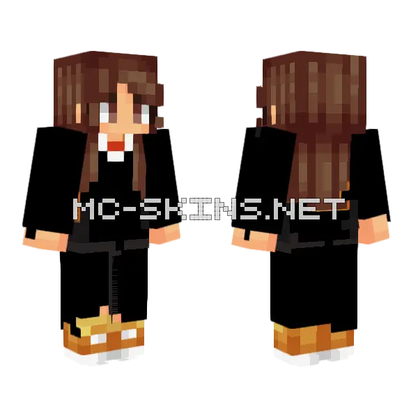 Girl With Long Brown Hair Minecraft skin, front and back