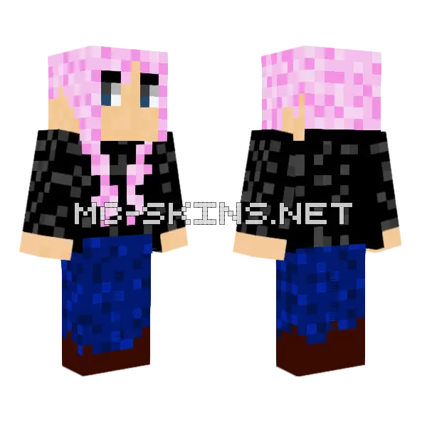 Girl With Pink Hair Minecraft skin, front and back