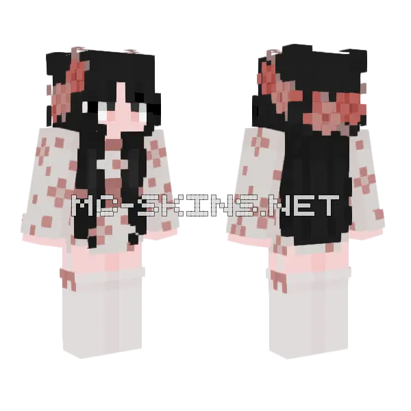 Girl With Red Accents Minecraft skin, front and back