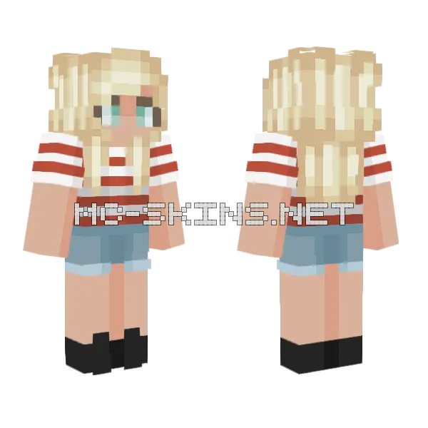 Girl With Striped Shirt Minecraft skin, front and back
